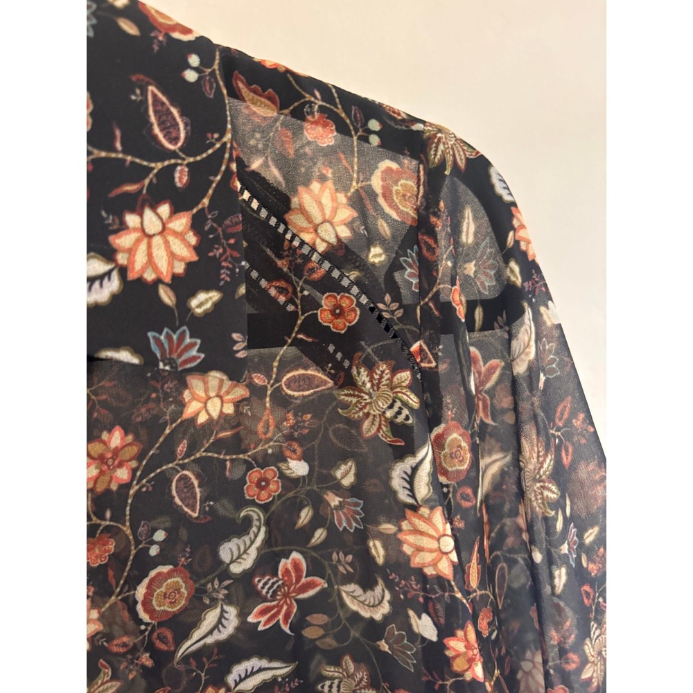 Soft Surroundings Sheer Floral Blouse Womens Medium Bell Sleeve Whimsigoth Top - Picture 5 of 6